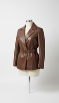Sleek Leather Jacket in Mocha