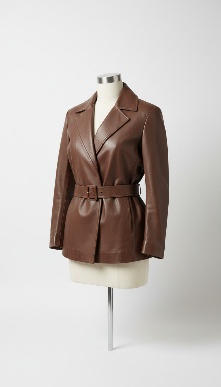 Sleek Leather Jacket in Mocha