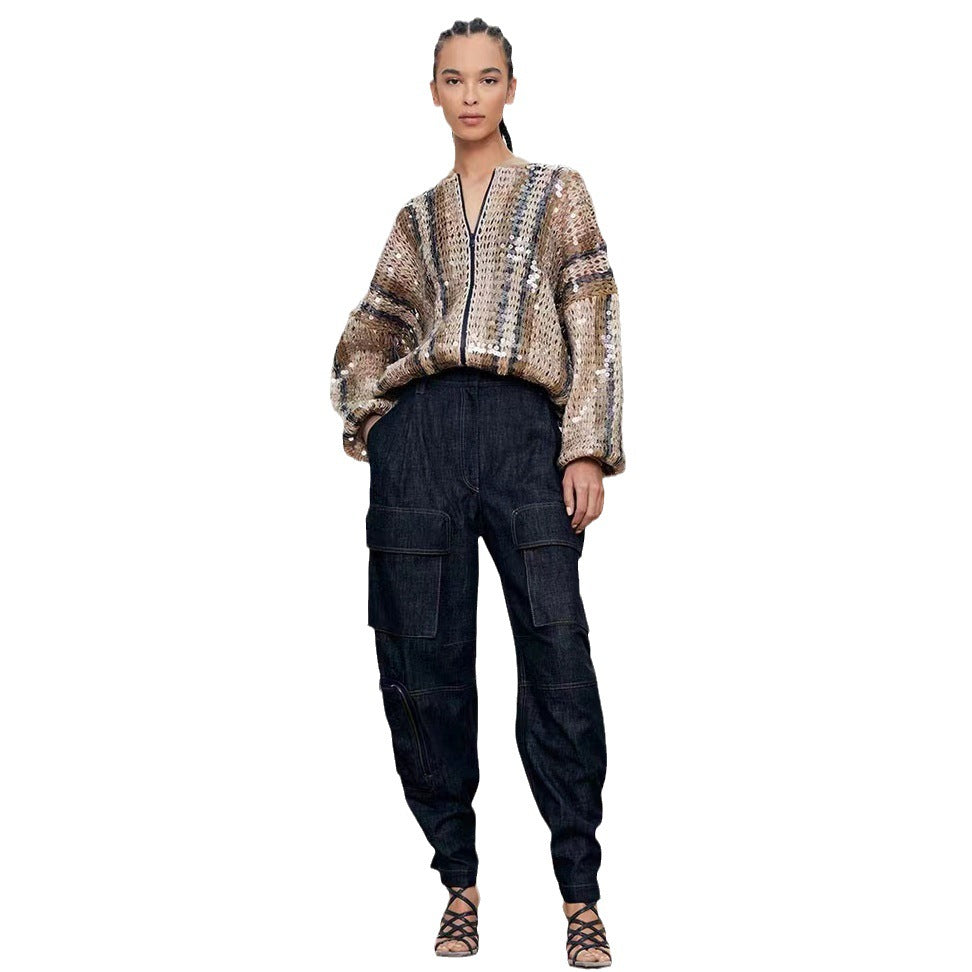 Autumn and Winter New Women Fashion Casual All-match High-grade Oatmeal Gray Exquisite Temperament Coat