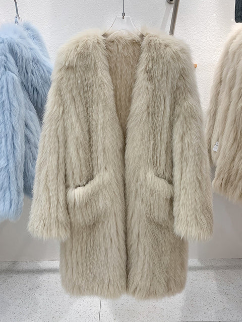 Fox Fur Knited Coat Women Winter High Quality Luxury Fur Jacket