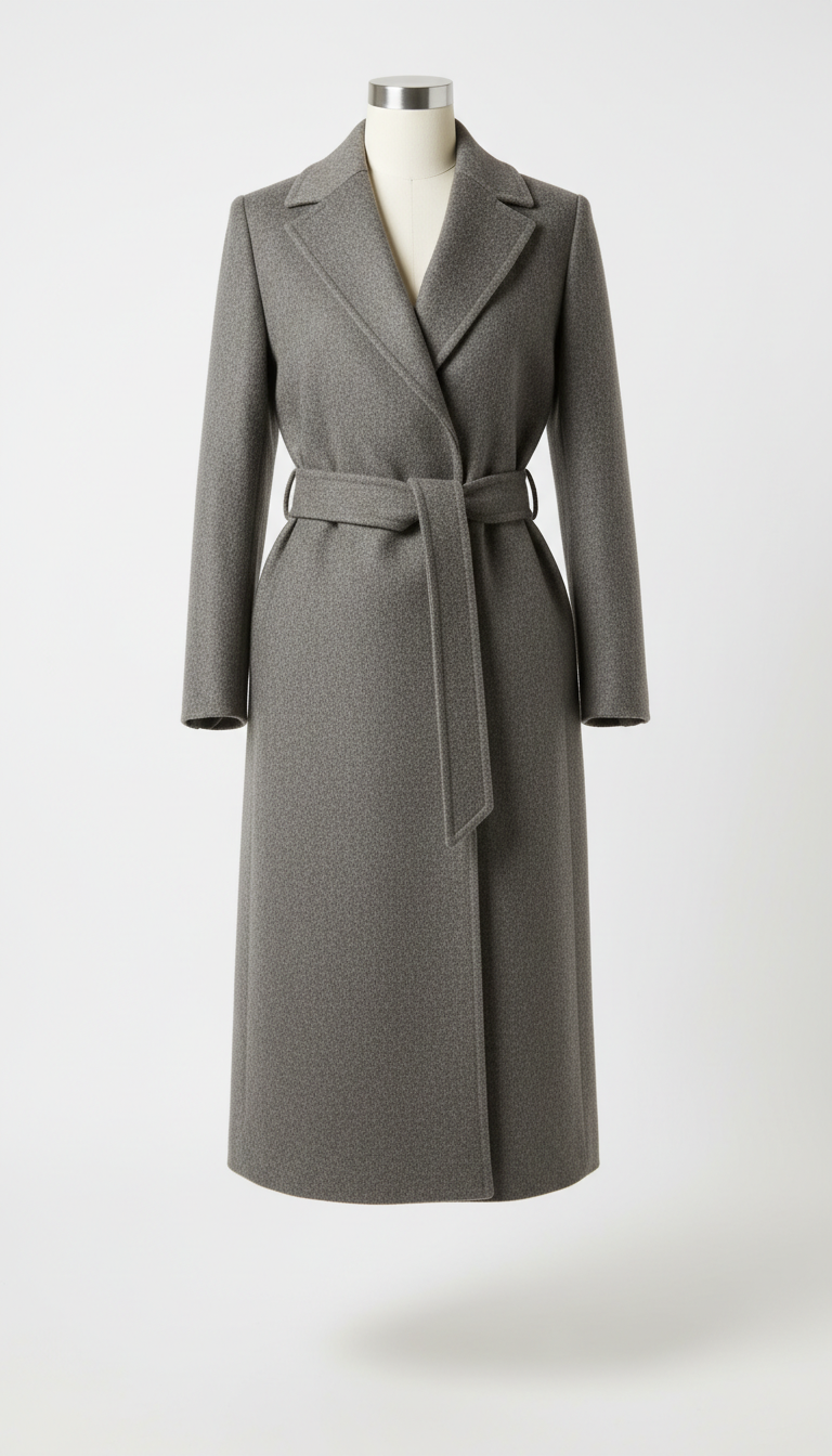 Tailored Wool Coat in Mink Grey